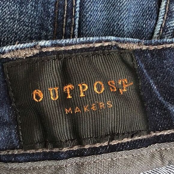 Outpost Makers Buckle Factory Distressed Button Fly Slim Straight Leg Jeans - Picture 14 of 16